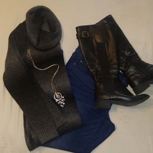 Black & Gray Cowl Neck Sweater